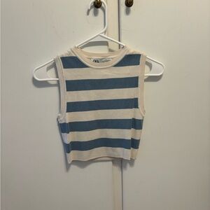 Zara Blue and White Striped Top
